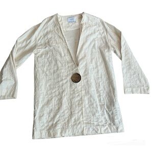 Zara Ecru light cream textured long sleeve blazer jacket Sz S NWT